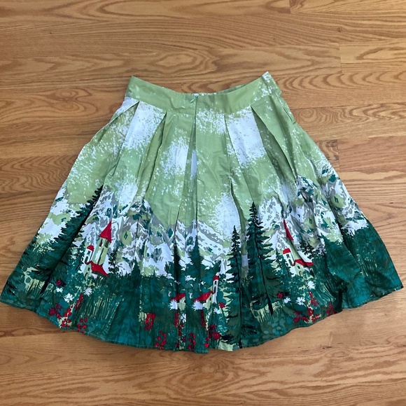Obbue NWOT A-line Printed Pleated Midi Skirt (M) - Picture 7 of 13